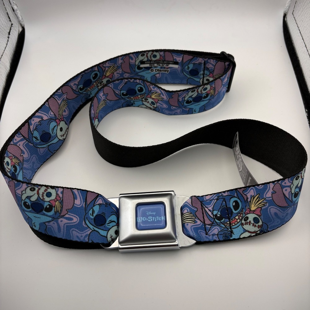 NWT Buckle-Down Disney Lilo & Stitch Scrump Seatbelt Belt Adjustable Blue